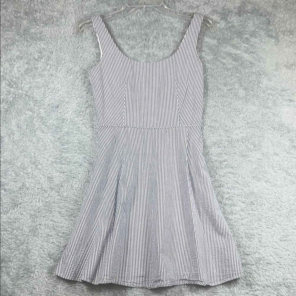 Uniqlo Black and White Striped Mini Dress